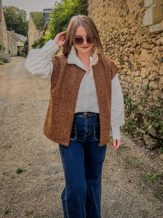 Gilet sans manche SASHA marron