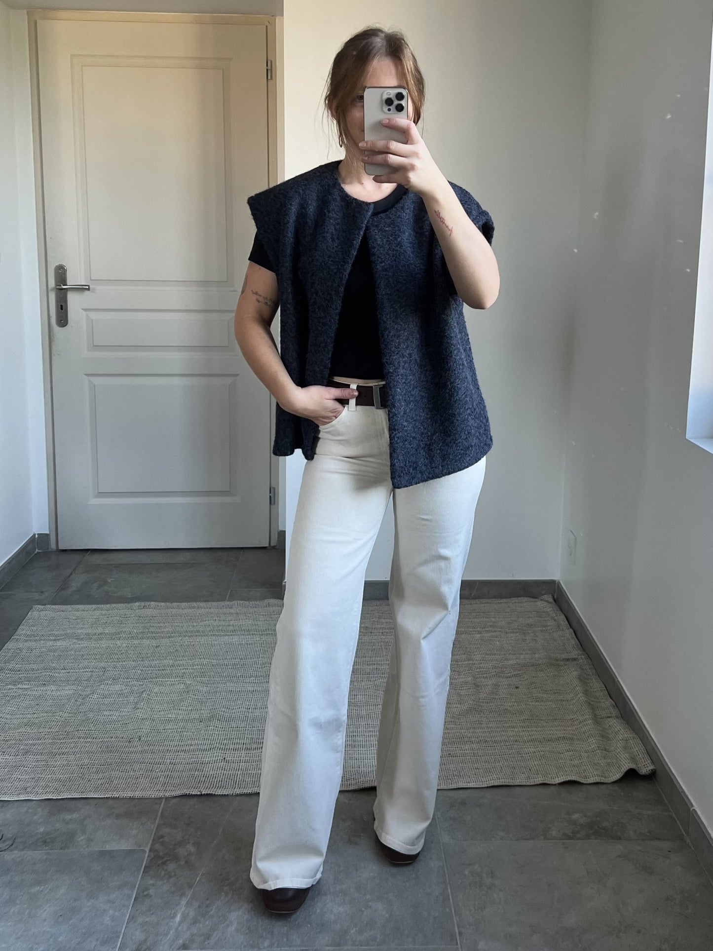 Gilet sans manche SASHA bleue - Mansi Atelier