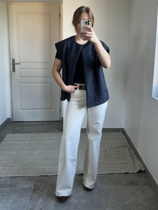 Gilet sans manche SASHA bleue - Mansi Atelier