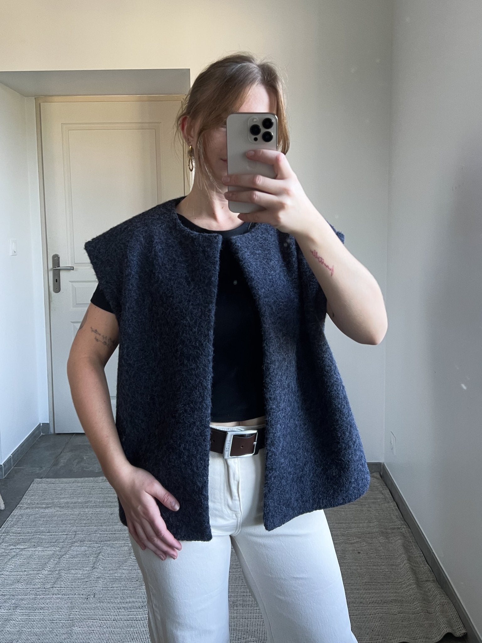 Gilet sans manche SASHA bleue - Mansi Atelier