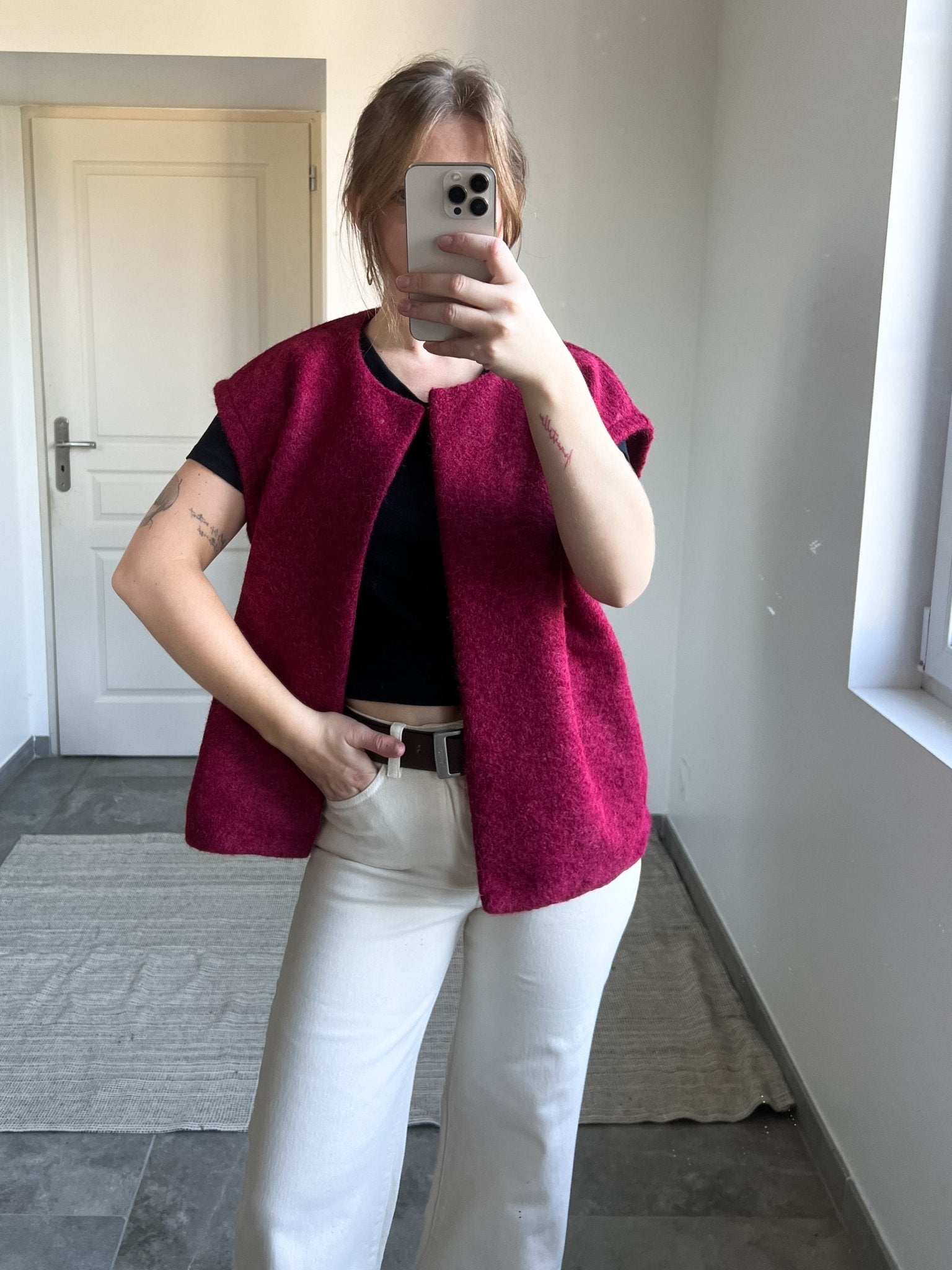 Gilet sans manche SASHA bordeaux - Mansi Atelier